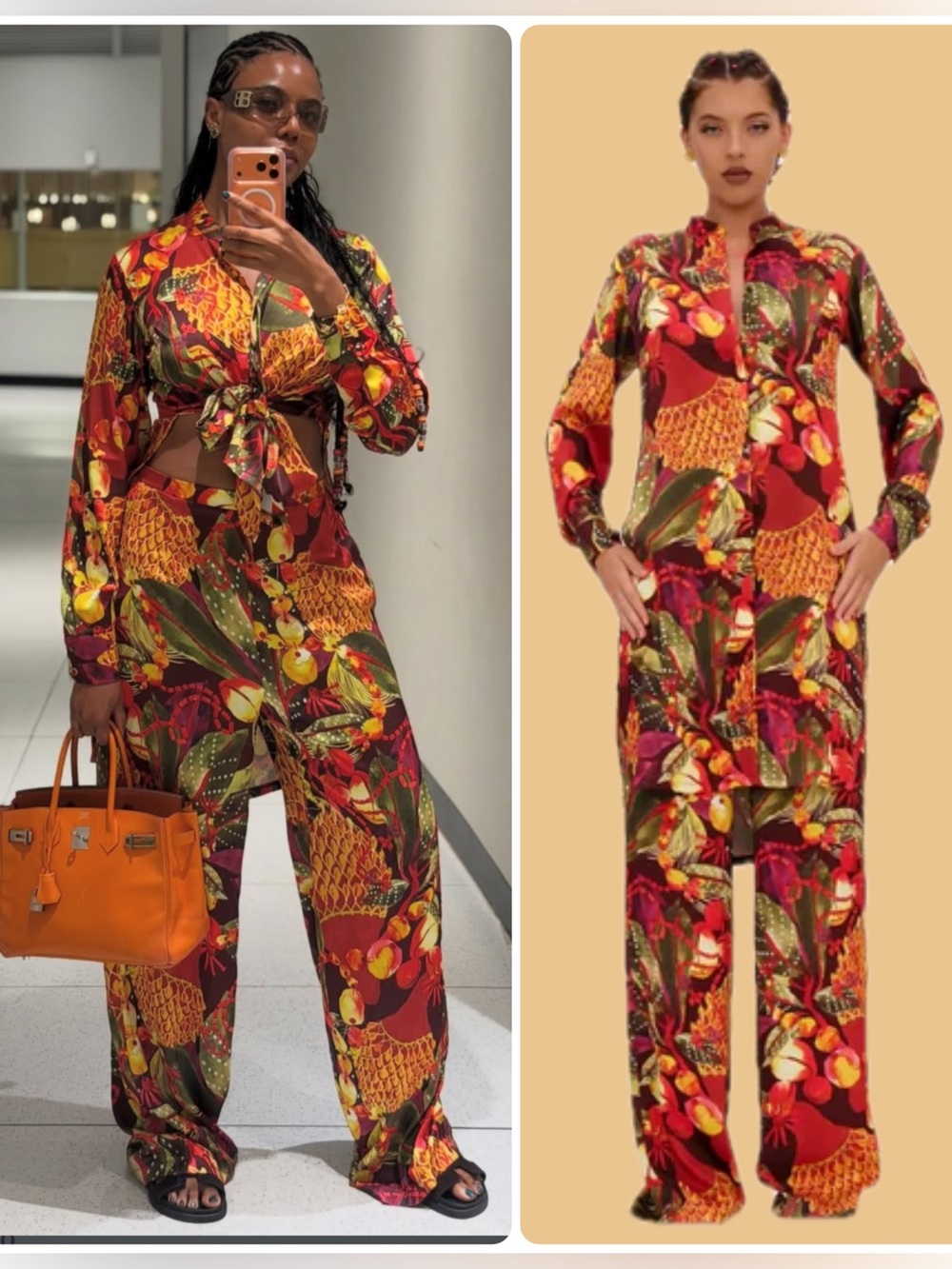 Andrea Iyamah Uchi Cola Button-Front Tunic Top & Wide-Leg Pants SET NWT $750